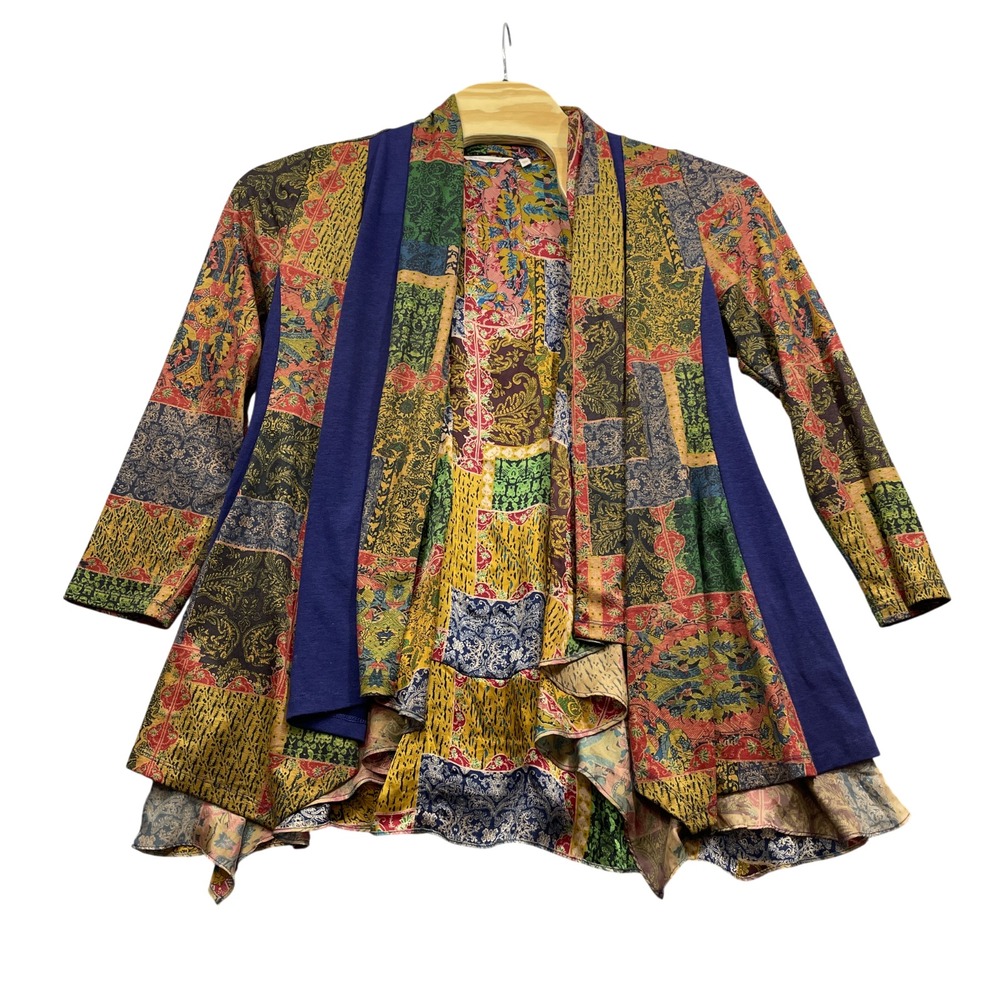 Soft Surroundings Petite XL Open Front Kimono Eclectic Boho Hippie Patchwork